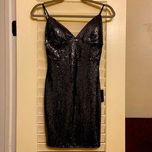 Lulus “Let it Glow” Black & Silver Sequin Bodycon Dress
